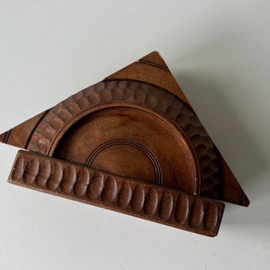 Vintage Carved Folk Art Wooden Letter Holder - L