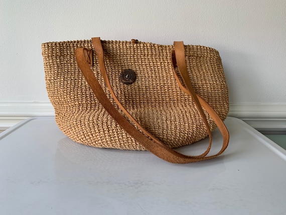 Large natural straw sisal jute market tote bag/mar