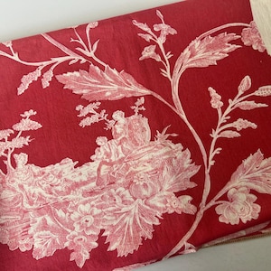 Vintage to Antique Toile Fabric 52 Inch Fabric Swatch Hopefully French/Vintage to Antique Red Toile Fabric - I