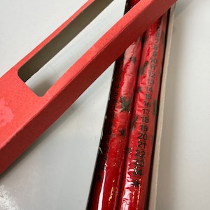 Vintage Unused West Germany Advent Burn Per Day Red Candle Pair