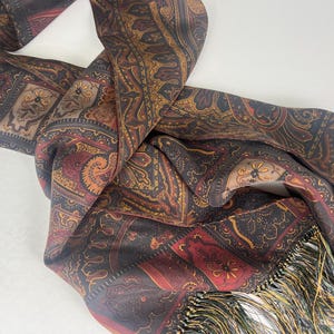 Vintage Sulka 100% Silk Unisex 57 Inch Fringe Edge Scarf Coat Scarf/Vintage Men or Women Silk Fancy Dressy Scarf - DD