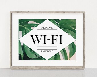 INSTANT DOWNLOAD!!! Wi-fi printable, fiddle leaf, modern, boho, home decor, wall art, plants, sign, typography, guest room, gallery wall