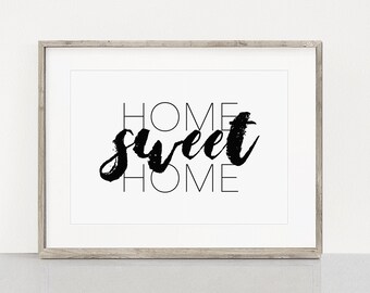 INSTANT DOWNLOAD!!! "Home Sweet Home" print, script font, calligraphy, hand lettering, home decor, printable, gallery wall art, typography