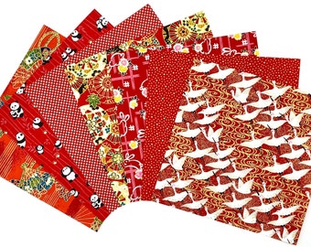 Papiers japonais Yûzen-Washi / x 7 feuilles / Rouge-2