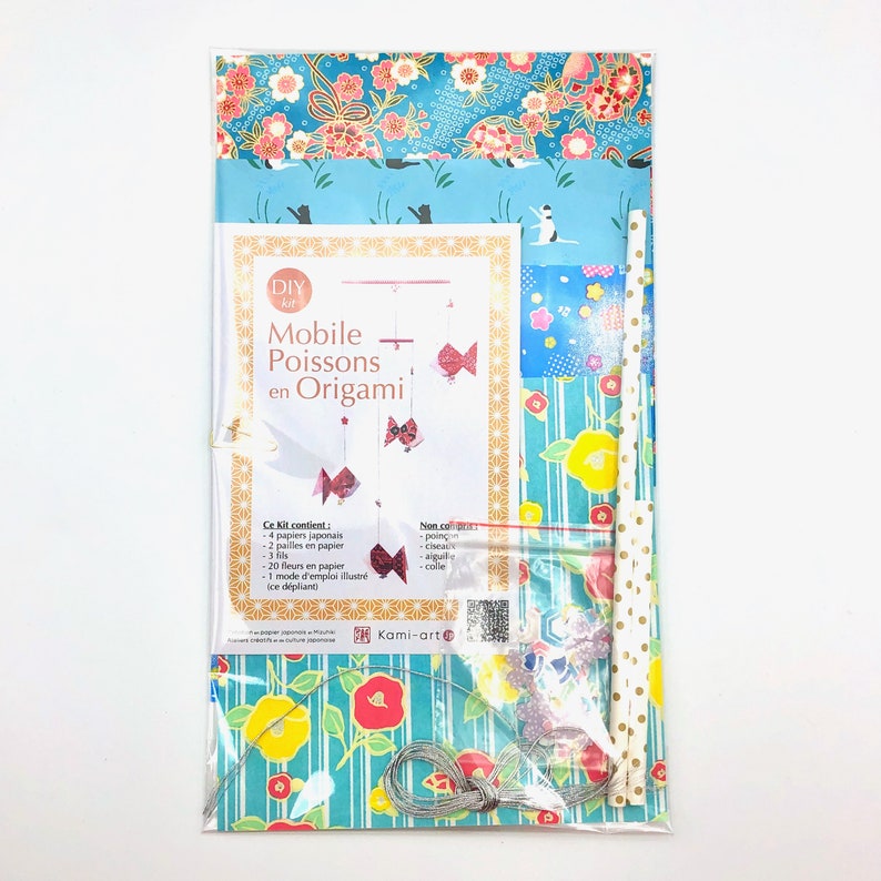Paper Fish Mobile DIY KIT / Origami Fish Mobile / Japanese Washi Yuzen Paper / Blue - Etsy