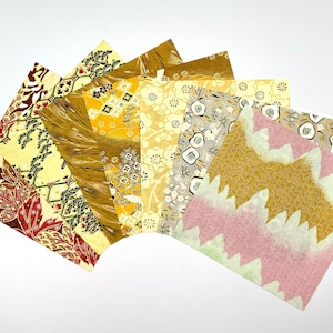 Japanese Yûzen-Washi papers / x 7 sheets / Gold-4