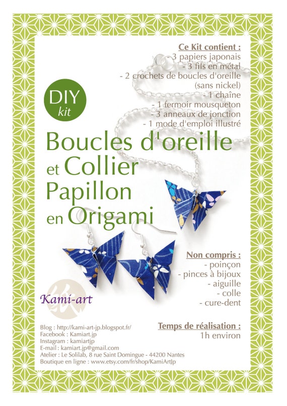 Diy Kit Origami Jewelry Earrings Necklace Origami Butterfly Japanese Paper Washi Yuzen Gold