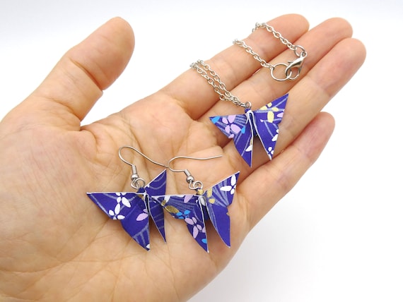 Kit Bijou Les boucles d'oreilles Bleu origami DIY
