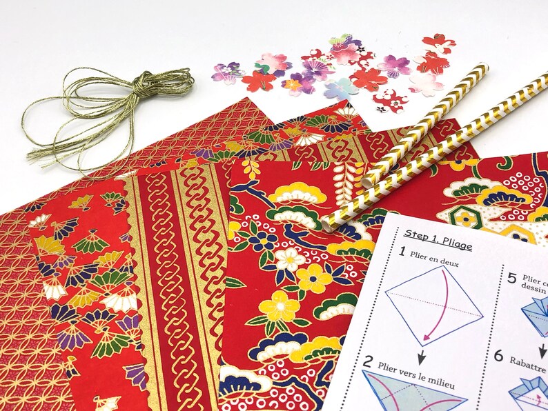 Paper Fish Mobile DIY KIT / Origami Fish Mobile / Japanese Washi Yuzen Paper / Red - Etsy