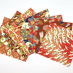 Japanese Yûzen-Washi papers / x 7 sheets / Red-6