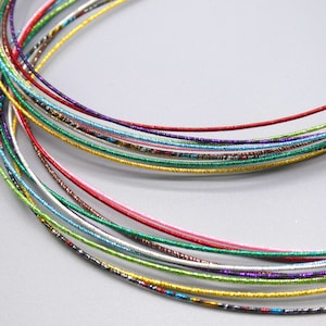 10 fils de Mizuhiki (cordelette japonaise en papier) / Arc en ciel / brillant