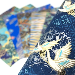 Yûzen-Washi Japans papier / x 7 vellen / Blauw-3 afbeelding 2