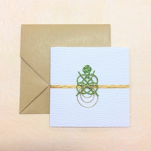 Carte de vœux - Tortue en Mizuhiki (cordelette japonaise en papier) avec enveloppe Origami en papier kraft