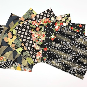 Japanese Yûzen-Washi papers / x 7 sheets / Black-7