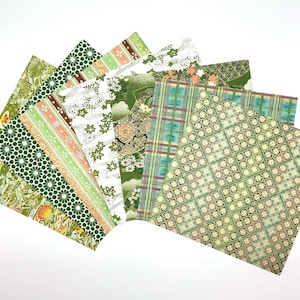Japanese Yûzen-Washi papers / x 7 sheets / Green-5