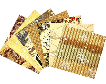 Papiers japonais Yûzen-Washi / x 7 feuilles / Doré-2