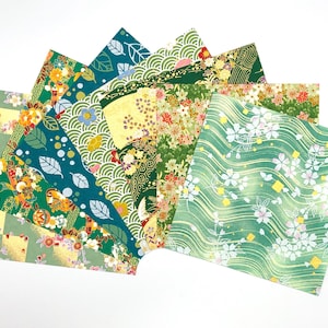 Carta giapponese Yûzen-Washi / x 7 fogli / Verde-4
