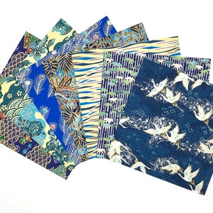 Yûzen-Washi Japans papier / x 7 vellen / Blauw-3 afbeelding 1