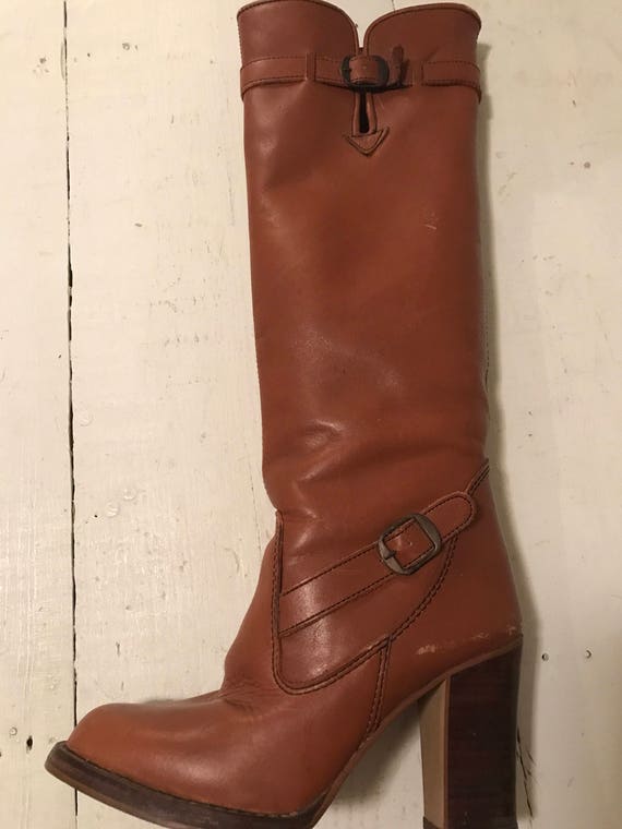 Vintage 1970s vintage boots leather brown