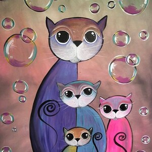 Papier de riz pour découpage, scrapbooking, artisanat, chats colorés, bulles, feuille A4 876a