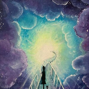 Rijstpapier voor decoupage Scrapbook Crafting Night Sky Cat Girl Bridge 270