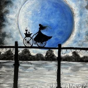 Papier de riz pour scrapbooking créatif Chats Blue Night Girl 2005