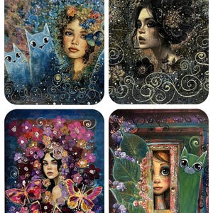 Rijstpapier voor decoupage Plakboek Knutselen Meisje Bloemen katten Afbeelding Schilderij 2020