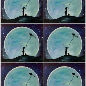 Papel de arroz para Decoupage Scrapbook Crafting Night Moon Cat Girl 274
