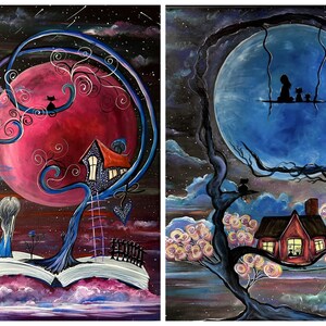 Papier ryżowy do decoupage'u Scrapbook Craft Moon Cats Magic House Sky 655