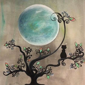 Carta di riso per decoupage scrapbooking artigianato gatti colorati natura luna albero foglio A4 784