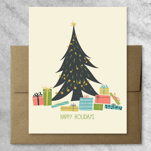 Boxed Christmas Cards Evergreen Boxed Greeting Cards With Etsy