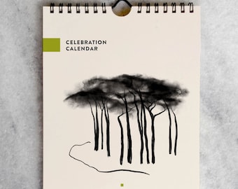 Birthday Calendar | Modern Art Perpetual Calendar | Celebration Calendar | Gifts for him, Trees