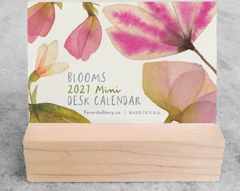2027 Desk Calendar | Mini Desk Calendar 2027 | Small Desk Calendar | standing calendar, flip calendar, stocking stuffer, Watercolor Blooms