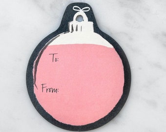 Christmas Ornament Gift Tags: Holiday Card Stock Hang Tags, Set of 10