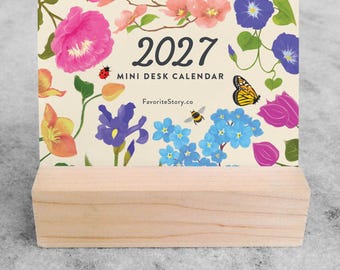 2027 Desk Calendar | Mini Desk Calendar 2027 | Small Desk Calendar | standing calendar, flip calendar, stocking stuffer, Botanical