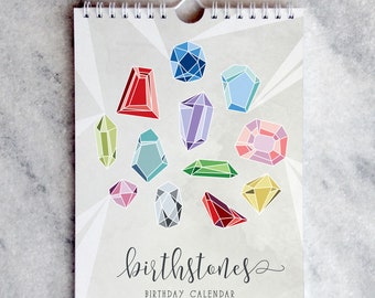 Perpetual Calendar | Birthday Calendar | Celebration Calendar | flip calendar | hanging calendar | monthly calendar, Birthstones