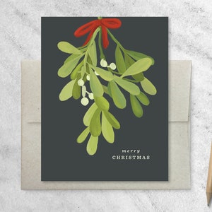 Mistletoe Christmas Cards with Kraft Envelopes | Boxed Greeting Cards | Holiday Cards, Boxed set of 8