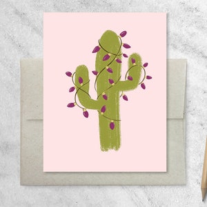 de Noël Cactus Saguaro avec enveloppes kraft | Cartes de voeux en boîte | Cartes de vœux, coffret de 8