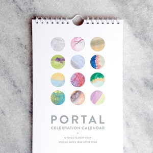 Perpetual Calendar | Birthday Calendar | Celebration Calendar, Portal, watercolor washes  || Favorite Story