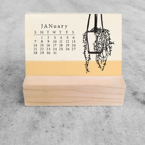 Houseplants 2024 Mini Desk Calendar Small Desk Calendar 2024 Monthly Calendar easel desk calendar, stocking stuffer image 1