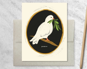 Peace Dove Holiday Cards with Kraft Envelopes | Boxed Greeting Cards | Christmas Cards, Boxed set of 8