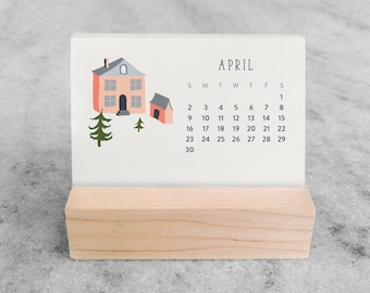 2023 Desk Calendar with Wood Stand | Mini Desk Calendar 2023 | Monthly Calendar | Small Desk Calendar | stocking stuffer  || Favorite Story