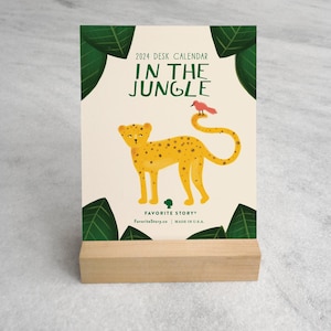 In the Jungle Desk Calendar 2024 | 2024 Desk Calendar, standard size | 2024 Calendar with wood Stand | easel desk calendar