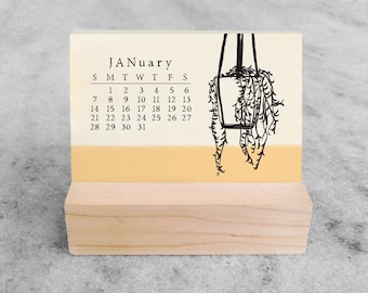 Houseplants 2024 Mini Desk Calendar | Small Desk Calendar 2024 | Monthly Calendar | easel desk calendar, stocking stuffer