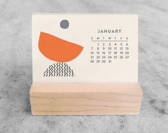 Abstract 2024 Mini Desk Calendar | Mini Desk Calendar 2024 | Monthly Calendar | Modern Calendar