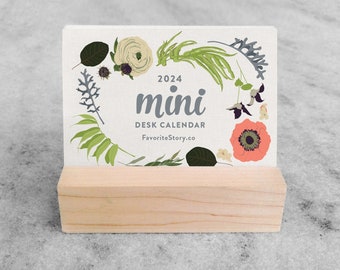 2024 Desk Calendar | Mini Desk Calendar 2024 | Monthly Calendar, Small Desk Calendar | stocking stuffer, wildflower  || Favorite Story