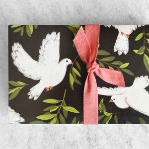 Holiday Gift Wrap | Fine Christmas Paper | wrapping paper roll | gift wrap roll | flat sheet paper, Peace Doves, 5 sheets