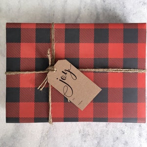 Buffalo Plaid Gift Wrap, fine Christmas wrapping paper, flat sheet paper, holiday gift wrap, 5 sheets