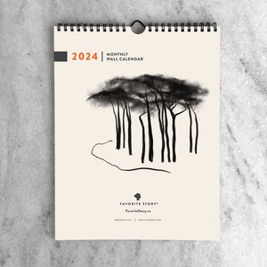 2024 Trees Monthly Calendar | Illustrated Wall Calendar 2024 | 2024 Calendar, Modernist Line Drawings, 8.5" x 11"