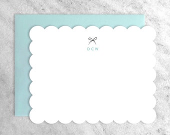 Custom Stationery | Personalized Note Cards | Custom Notecards, Personalized Notes, Flat Notecards, thank you notes, scalloped notecards